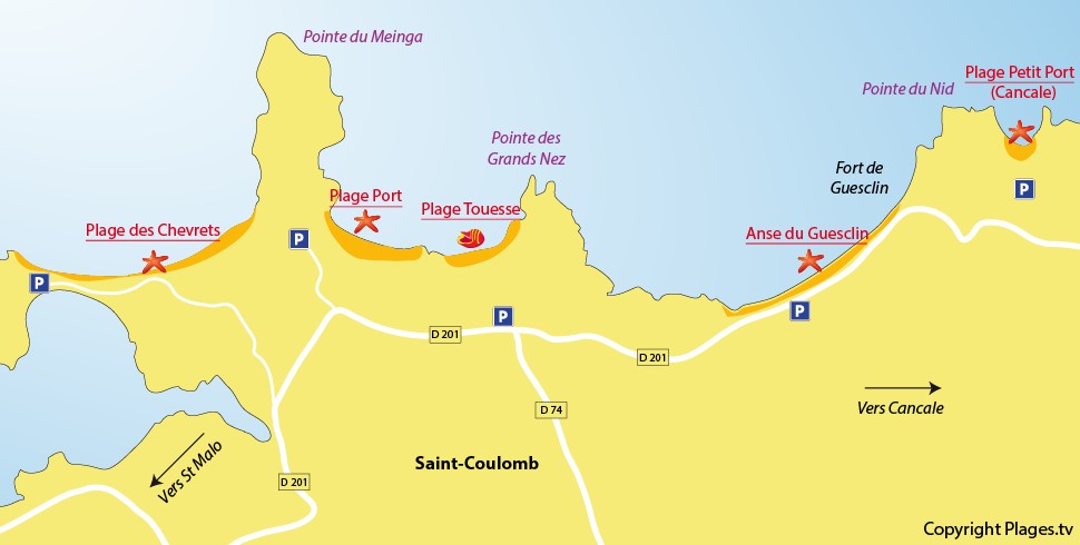 Carte plages saint coulomb bretagne
