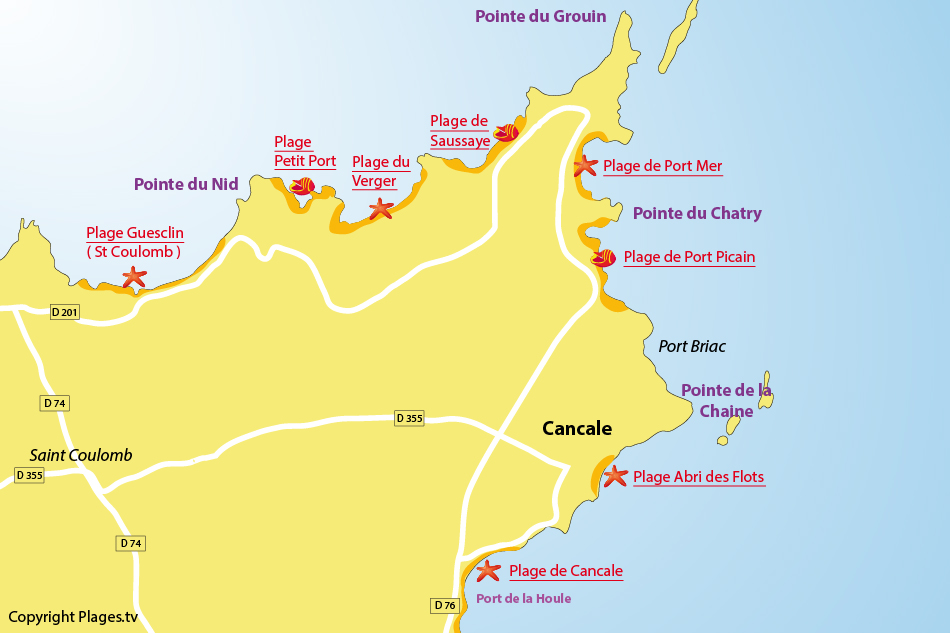 Plan plages cancale bretagne