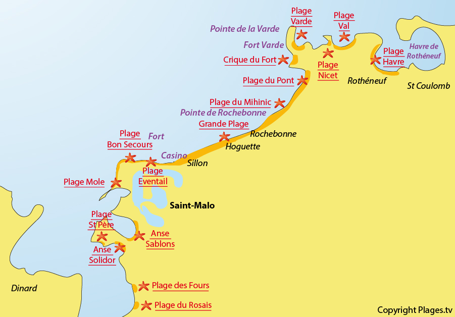 Plan plages saint malo bretagne